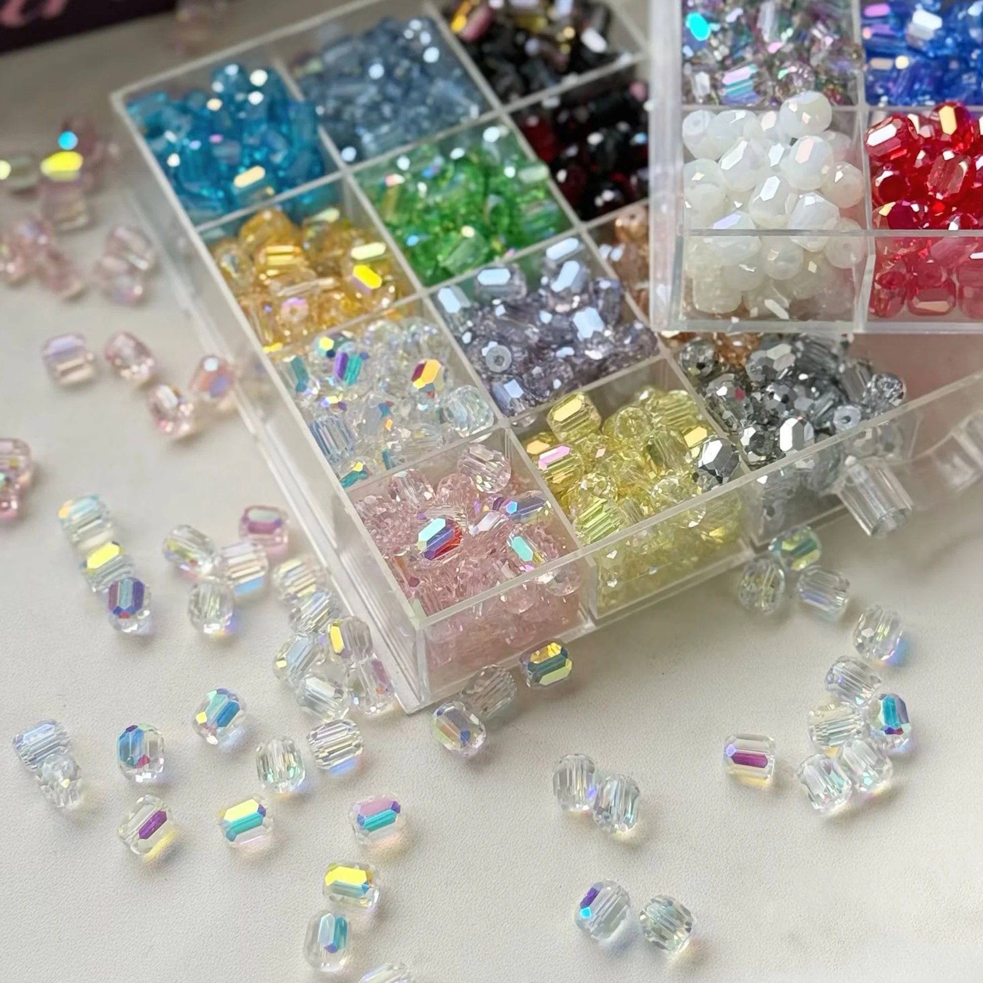 Super Bright Crystal Glass DIY Craft Accessories for Beaded Bracelets Loose Beads Ideal for Crafting