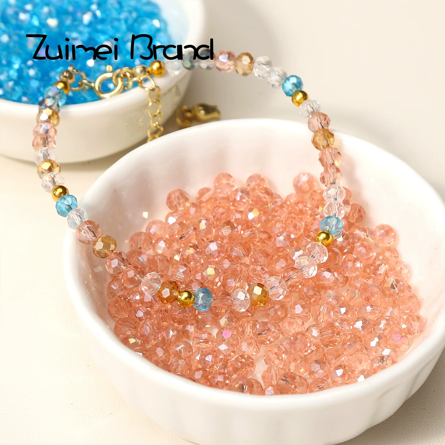 Super Bright Crystal Glass DIY Craft Accessories for Beaded Bracelets Loose Beads Ideal for Crafting